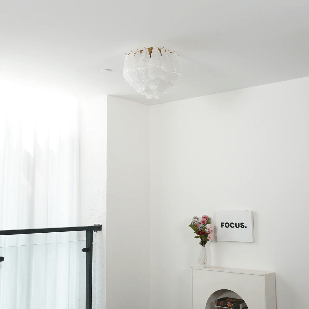 Aurora Plafonnier Murano Pétale Soufflé-Main Verre Applique Plafond - Neutralighting