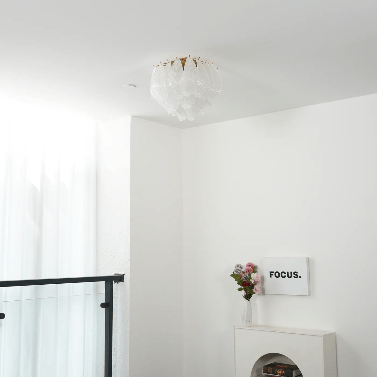 Aurora Plafonnier Murano Pétale Soufflé-Main Verre Applique Plafond - Neutralighting