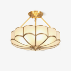 Solara Plafonnier en Verre Givré Pétale Laiton Art - Neutralighting