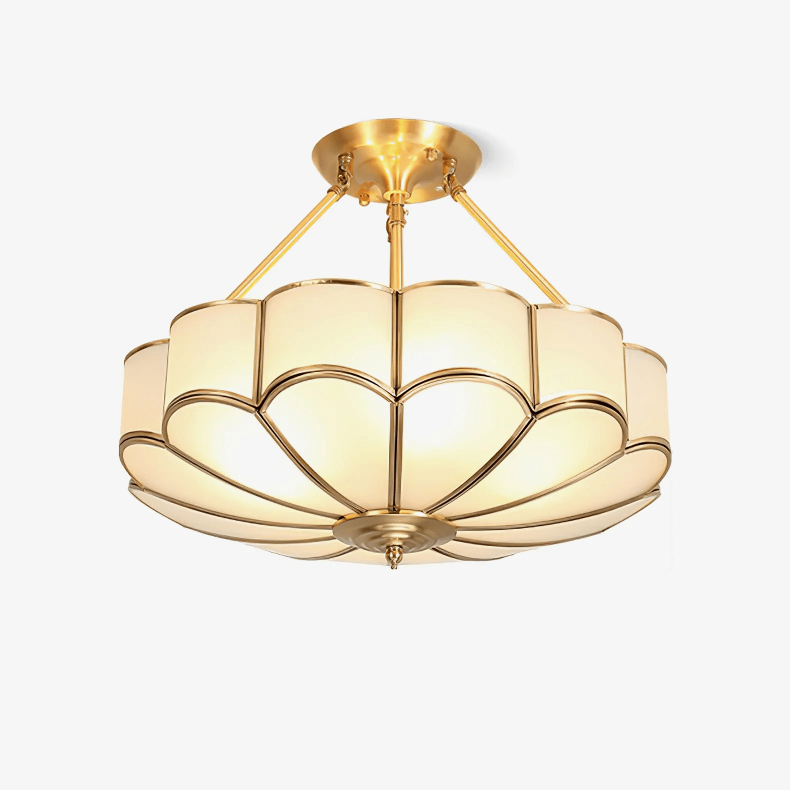 Solara Plafonnier en Verre Givré Pétale Laiton Art - Neutralighting