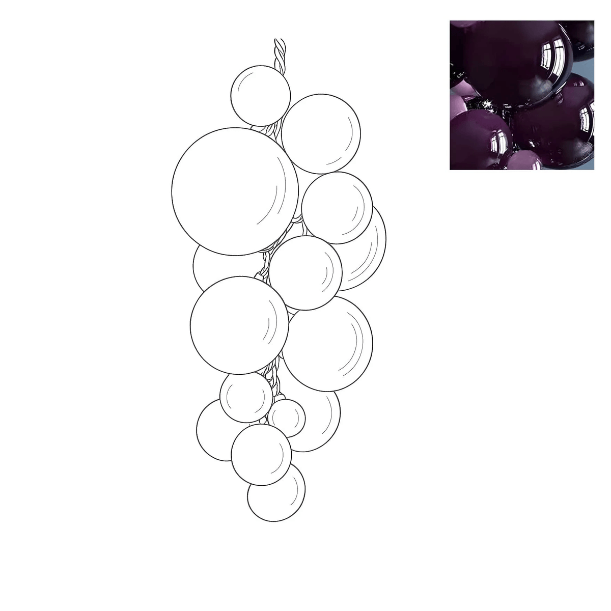 Aurora Chandelier En Verre De Murano Grappes De Raisins Art Déco - Neutralighting