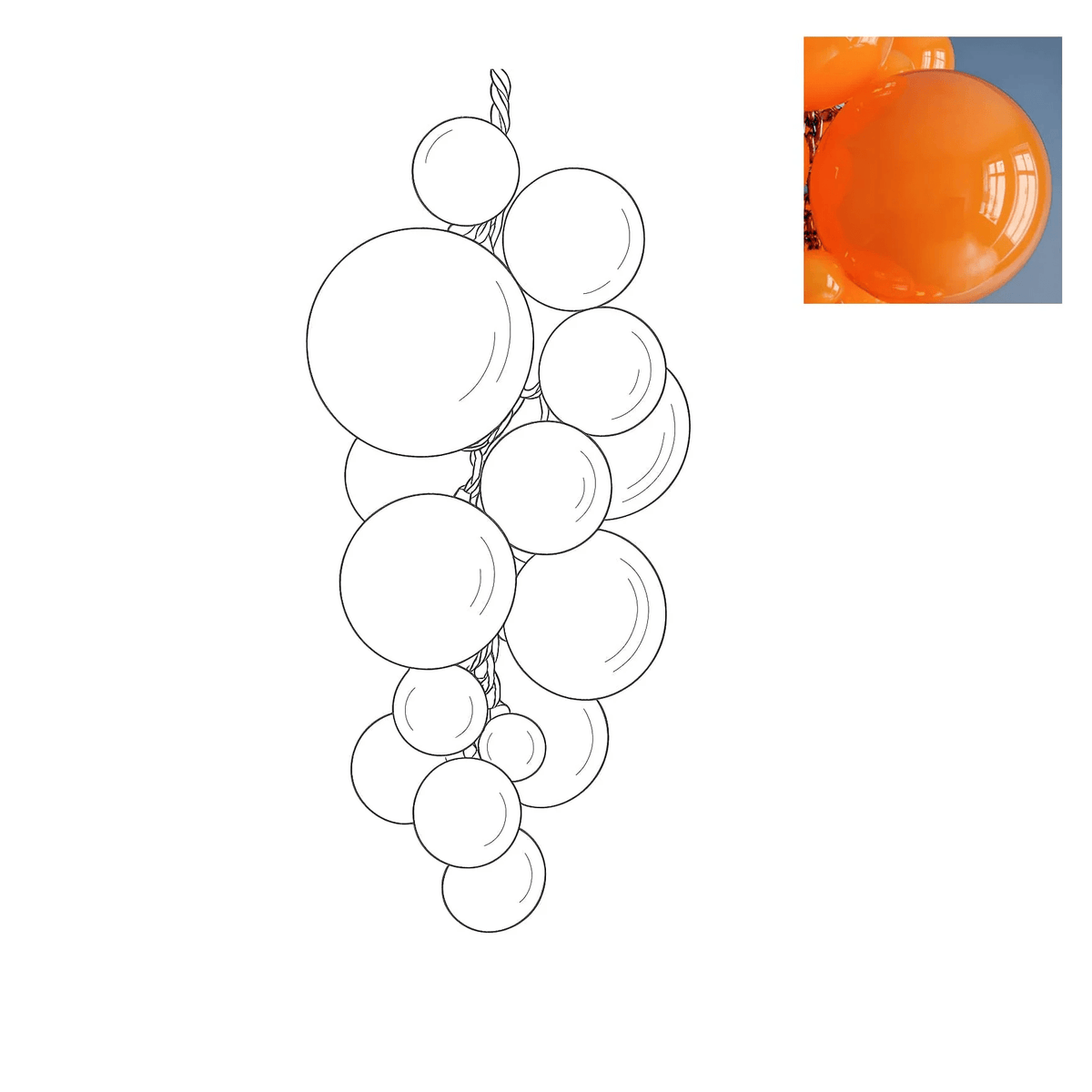 Aurora Chandelier En Verre De Murano Grappes De Raisins Art Déco - Neutralighting