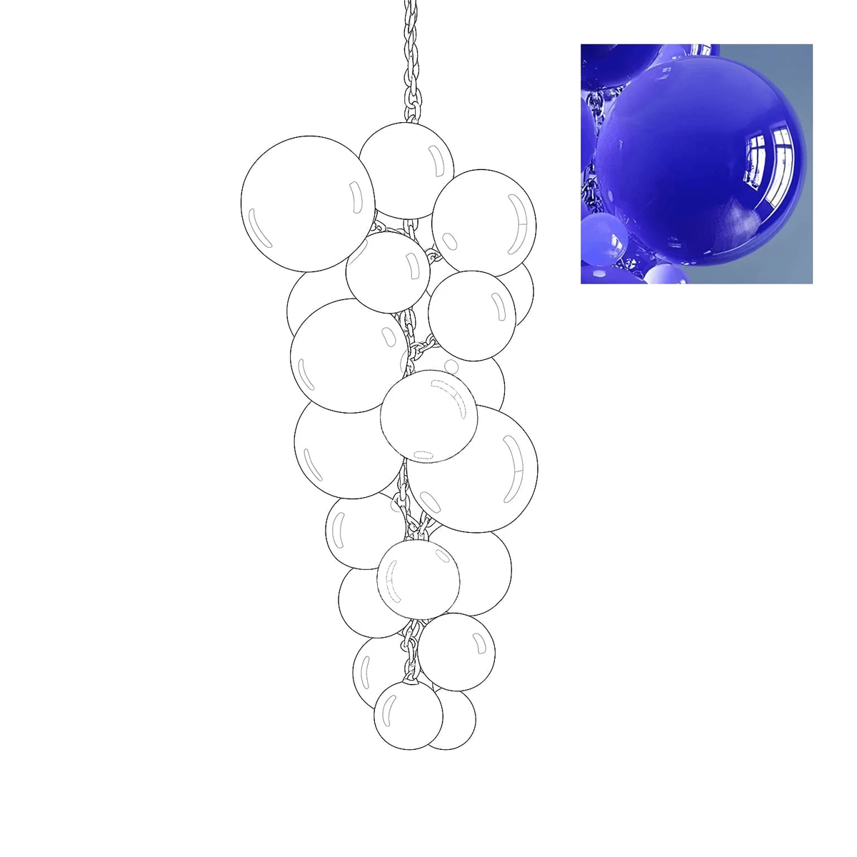 Aurora Chandelier En Verre De Murano Grappes De Raisins Art Déco - Neutralighting