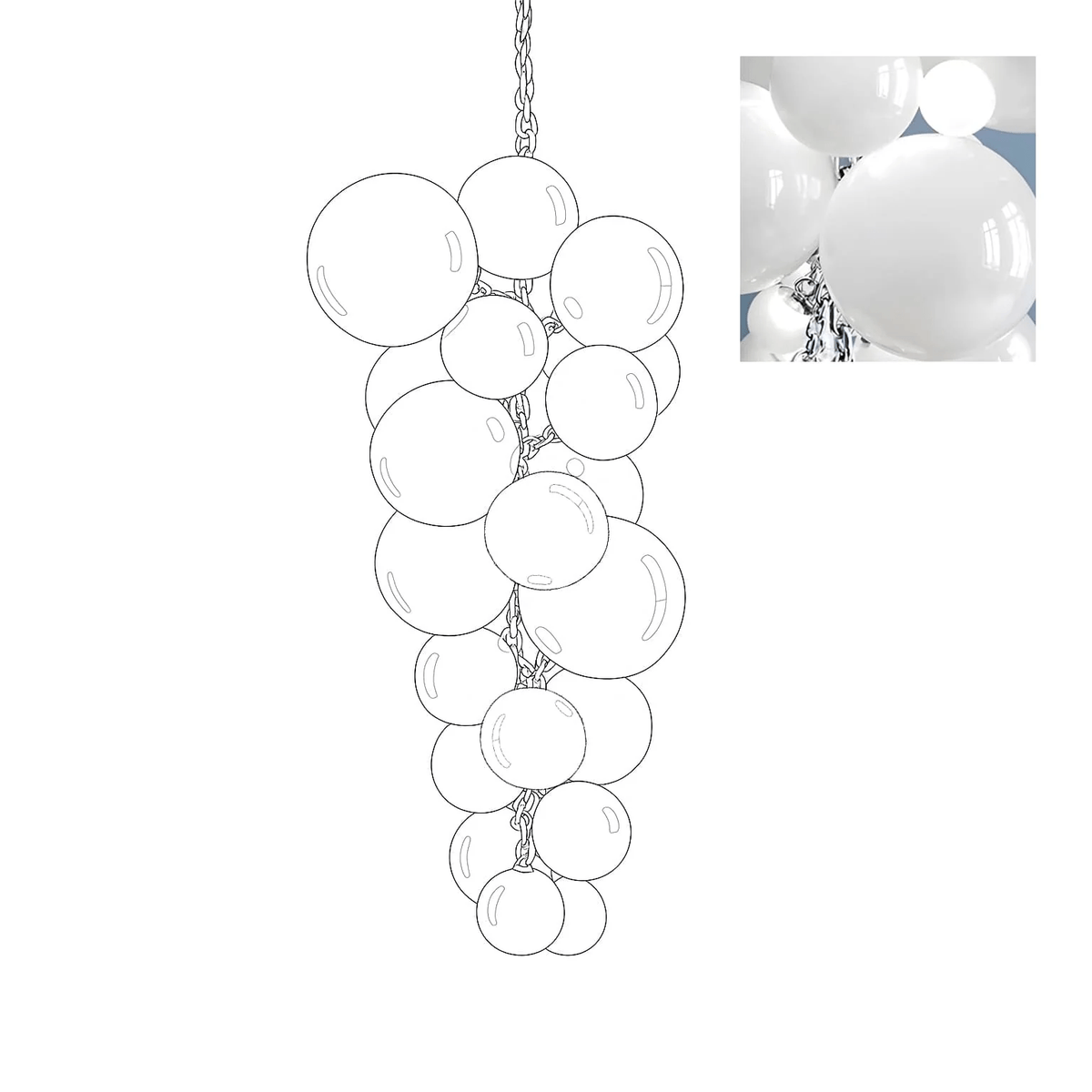 Aurora Chandelier En Verre De Murano Grappes De Raisins Art Déco - Neutralighting