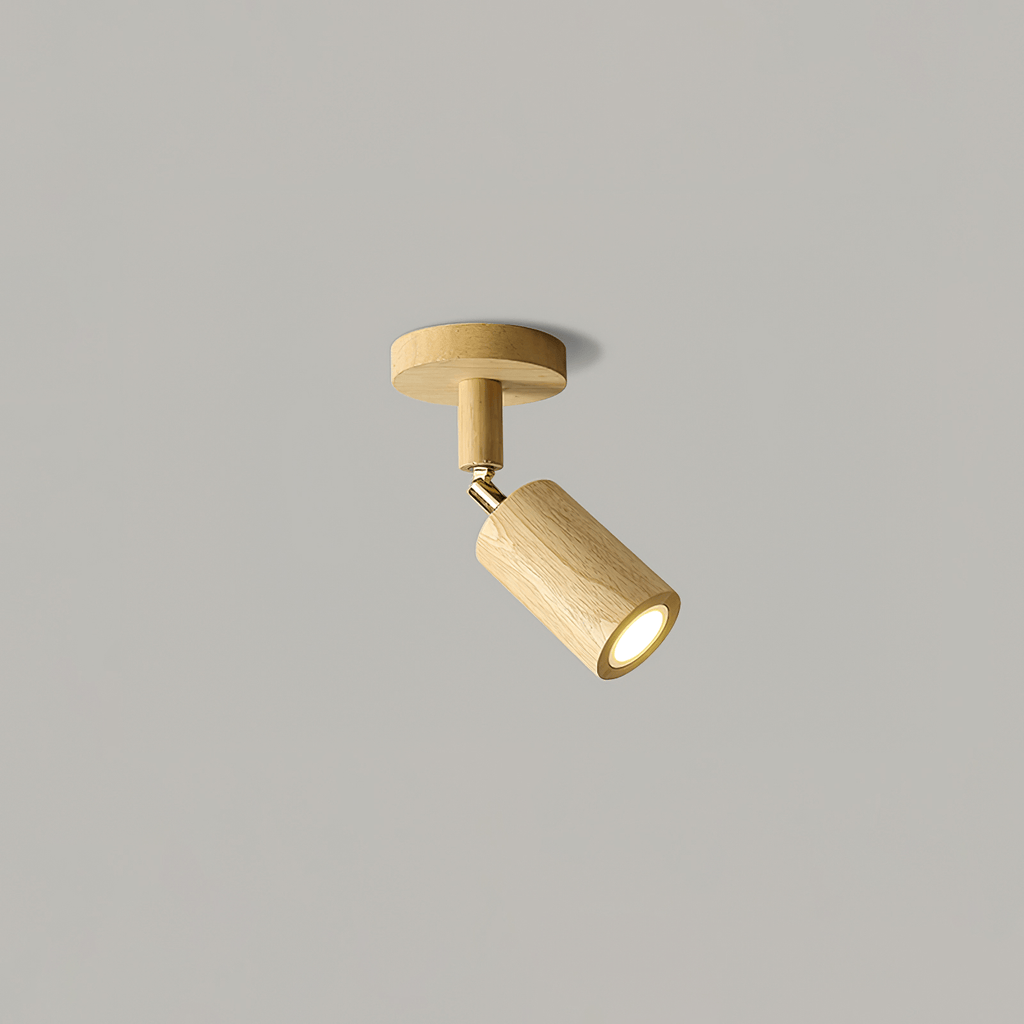 Solara Plafonnier poutre en bois naturel avec spot - Neutralighting