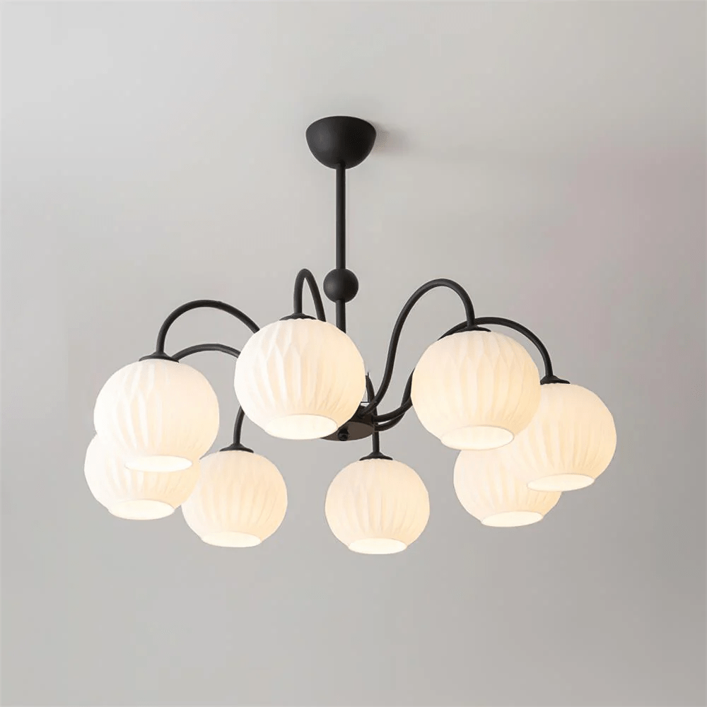 Lustra Chandelier Moderne à 8 Lumières en Verre Ridé Vert - Neutralighting