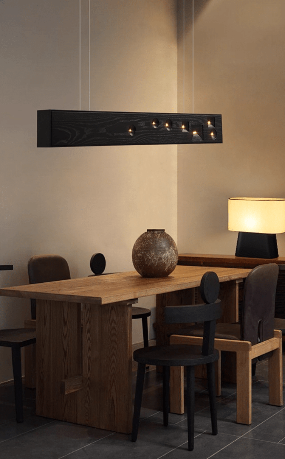 Lustra Suspension Bois Pierre Précieuse Linéaire LED - Neutralighting