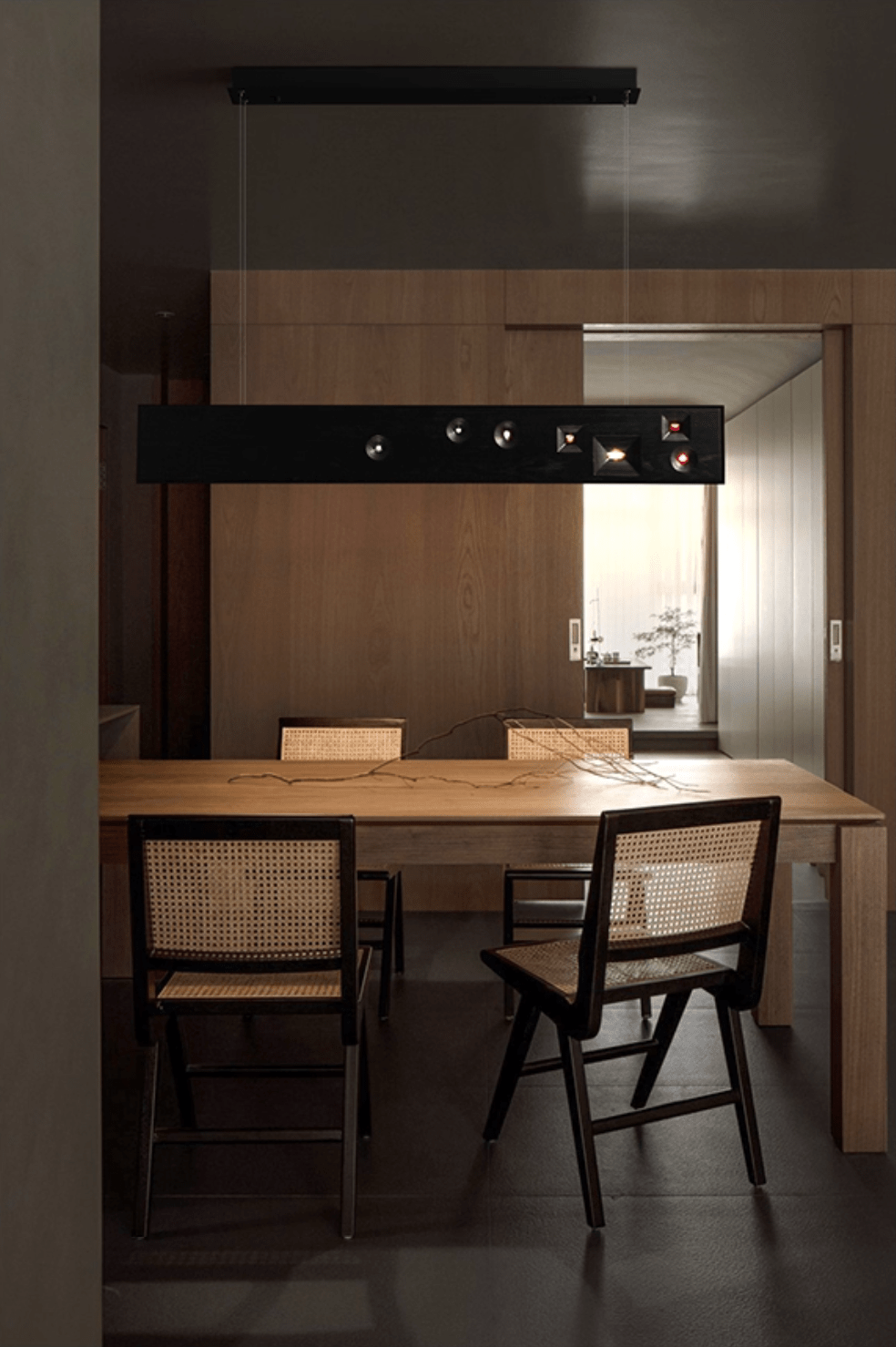 Lustra Suspension Bois Pierre Précieuse Linéaire LED - Neutralighting