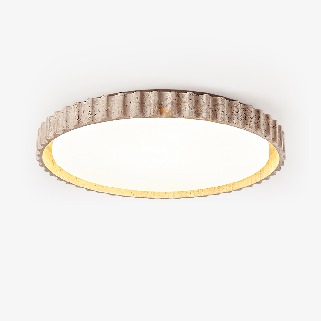 Ornorus Plafonnier Anneau Cannelé en Travertin - Neutralighting