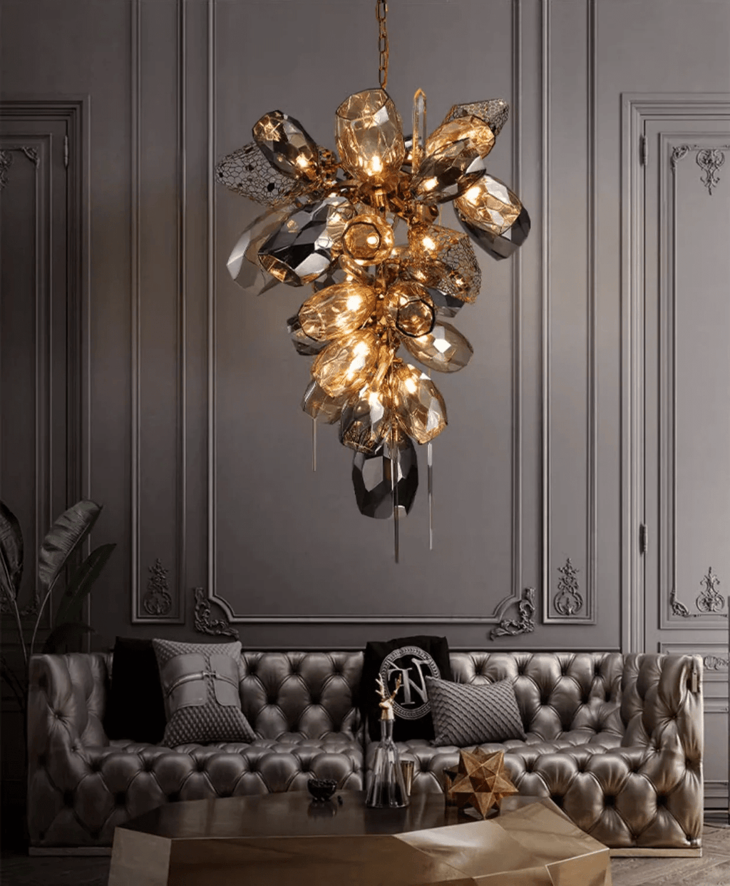 Aurora Chandelier Moderne en Verre et Cristal - Neutralighting