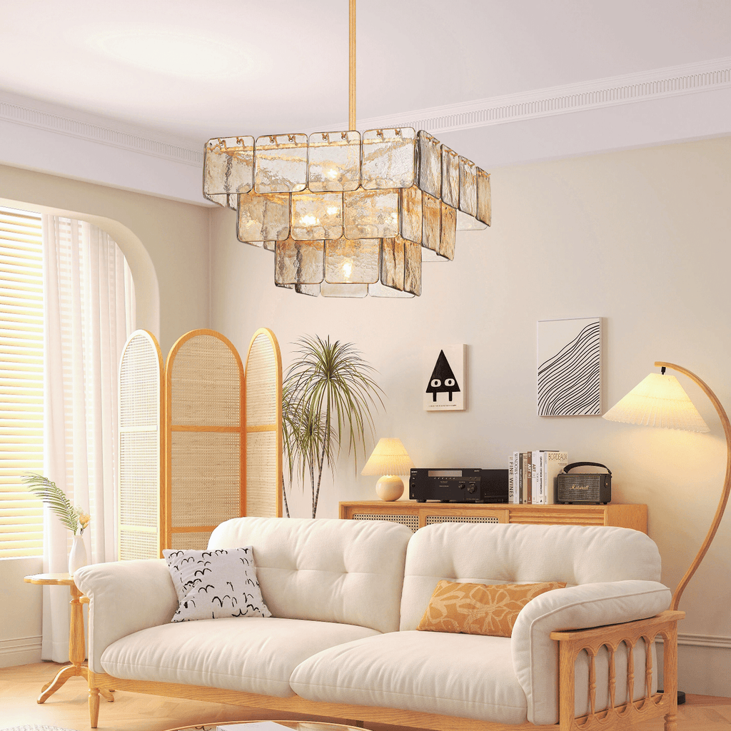 Aurora Chandelier Élégant en Verre Moderne - Neutralighting