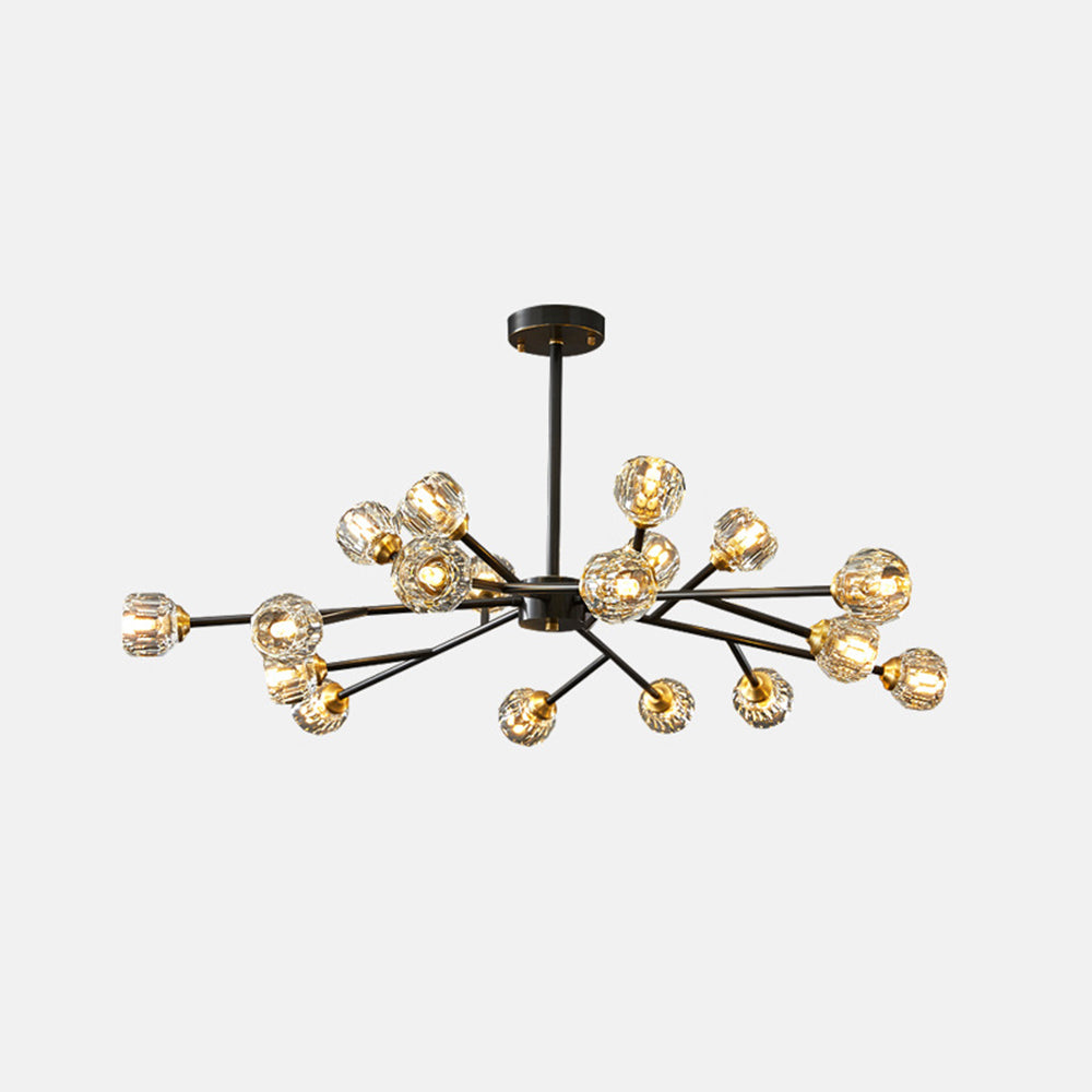 Valentina Luminaires Suspensions Multi Balle Moderne Cuivre/Cristal Noir/Doré Salon/Salle à Manger - Neutralighting