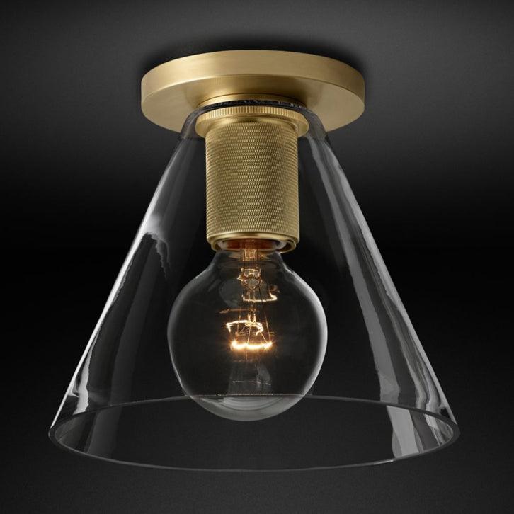 Solara Lumière de Plafond Conique en Verre et Laiton Industrielle - Neutralighting