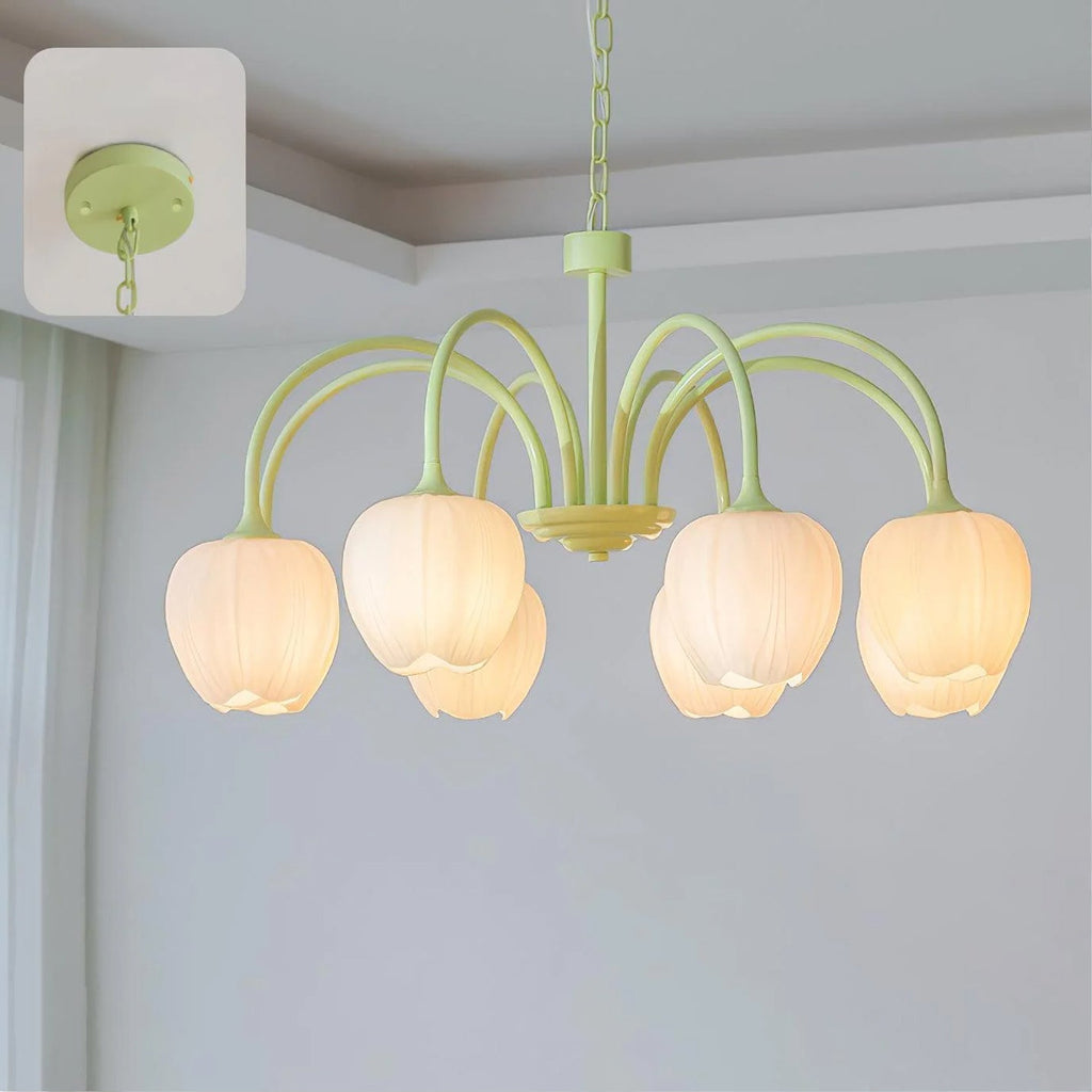 Lustra Chandelier Tulipe en Verre Matcha - Neutralighting