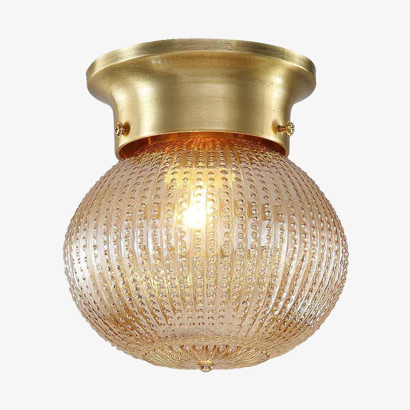 Plafonnier — Design à LED en métal et verre ambré
