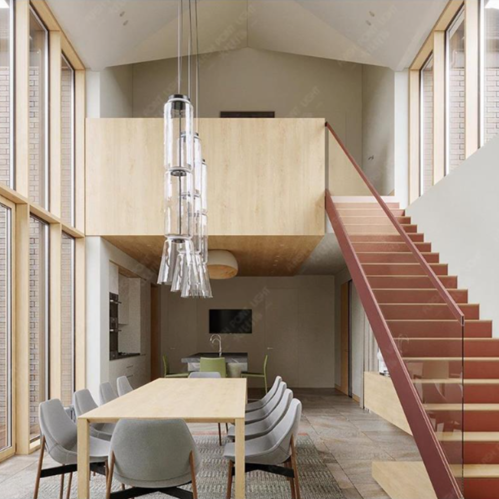 Valentina Luminaires Suspensions LED Cylindre Minimalisme Métal/Verre Transparent Salon/Chambre à Coucher - Neutralighting
