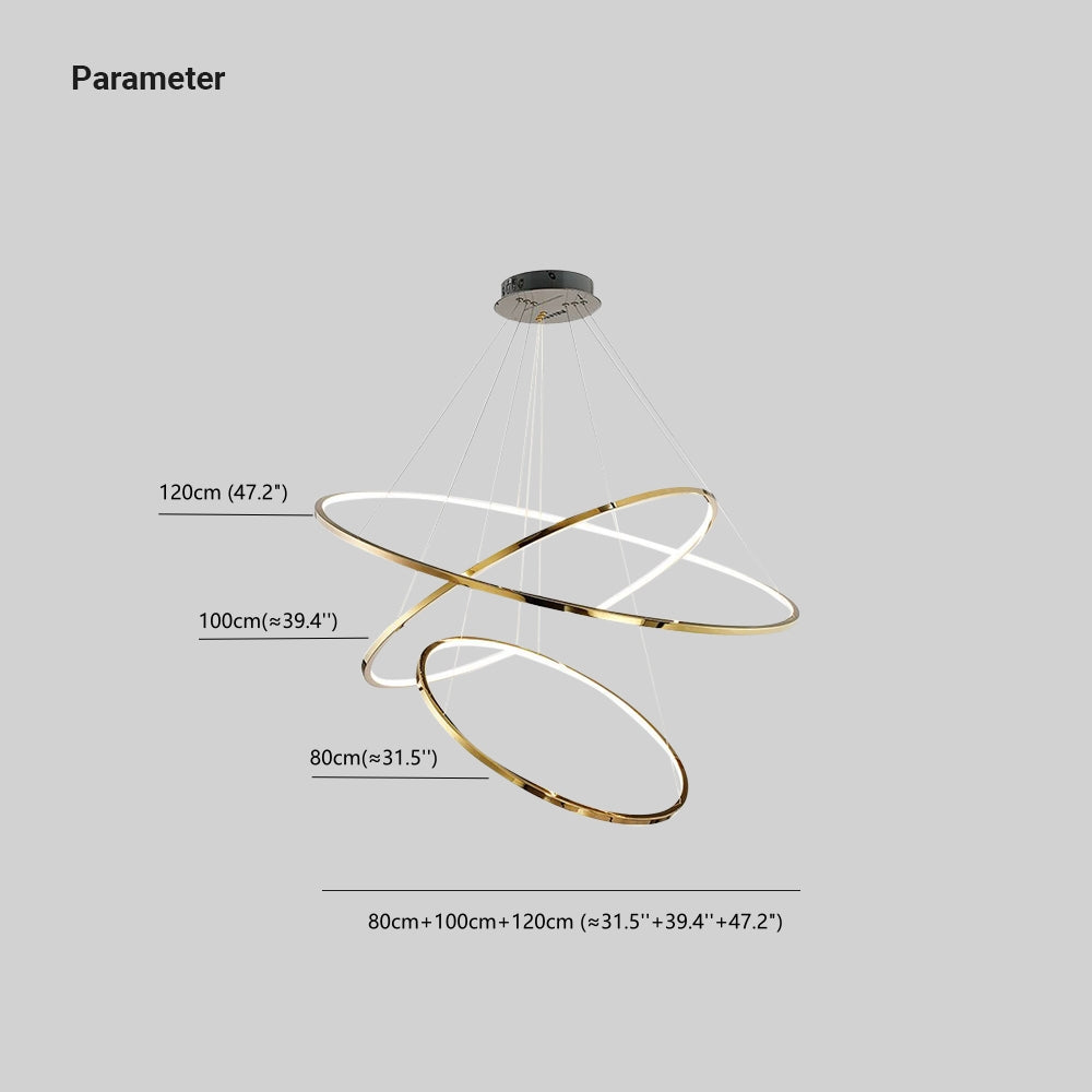 Arisha Grande Design LED Luminaires Suspensions Anneau Moderne Acrylique Doré Salon - Neutralighting