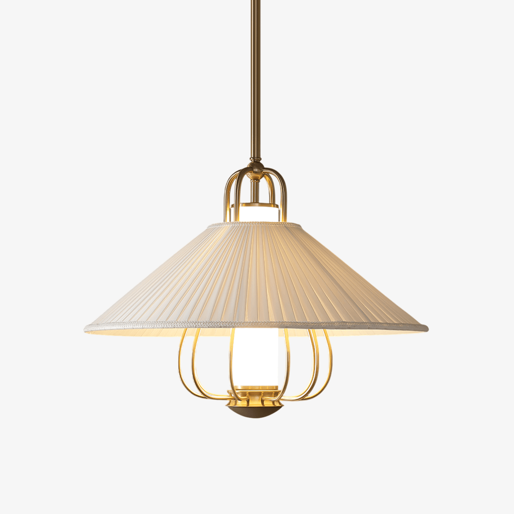 Lustra Suspension en Tissu Doré LED pour Salle à Manger - Neutralighting