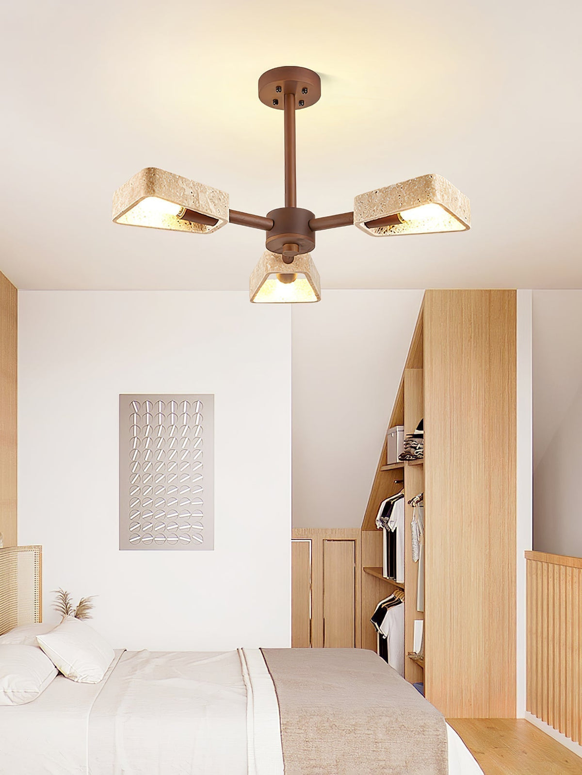 Hedra Travertone Geometric Chandelier - Neutralighting