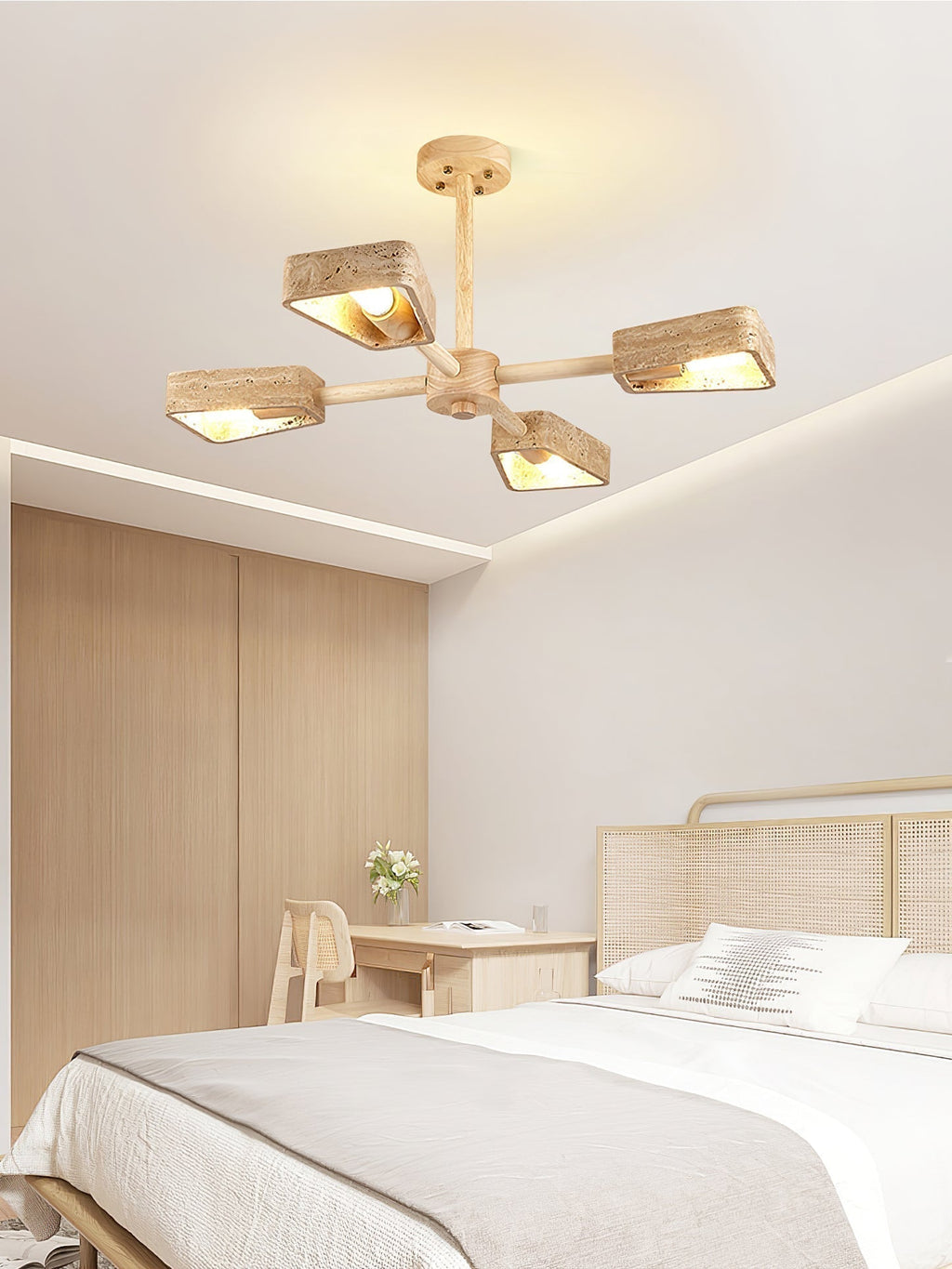 Hedra Travertone Geometric Chandelier - Neutralighting