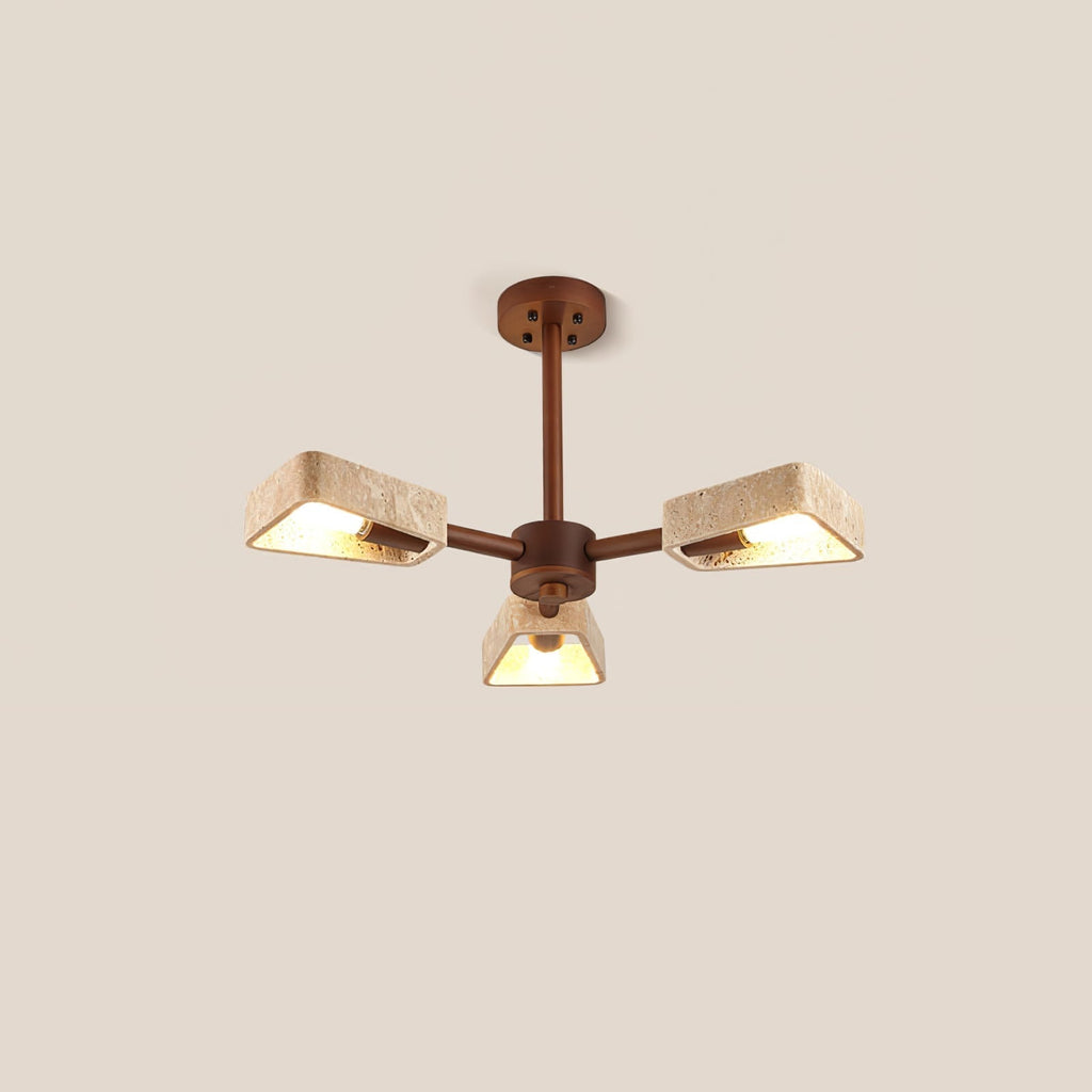 Hedra Travertone Geometric Chandelier - Neutralighting