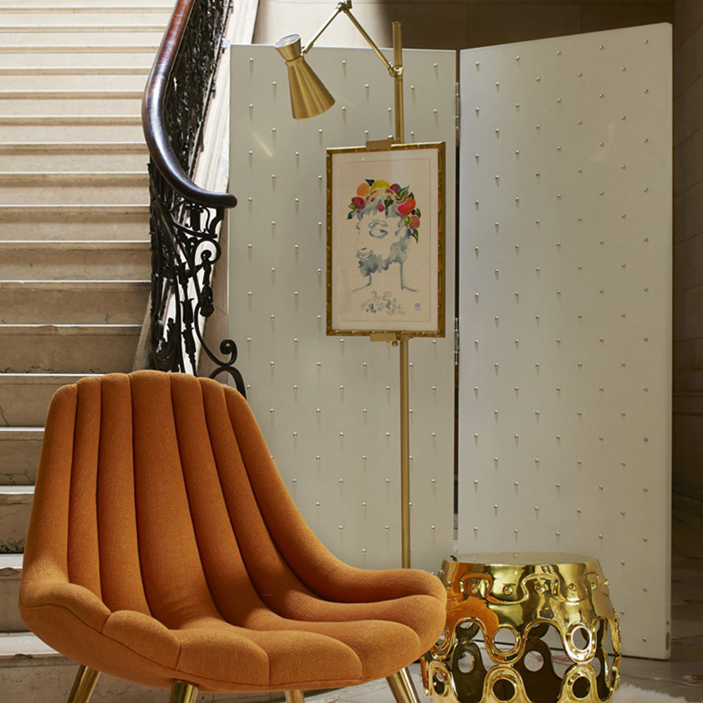 Arisha Design Lampadaire Chevalet Moderne Métal/Verre Laiton Salon/Chambre - Neutralighting