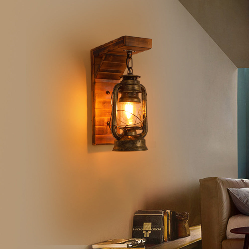 Epoch Applique Murale en Forme de Lantern, Métal et Bois, 12x40CM - Neutralighting