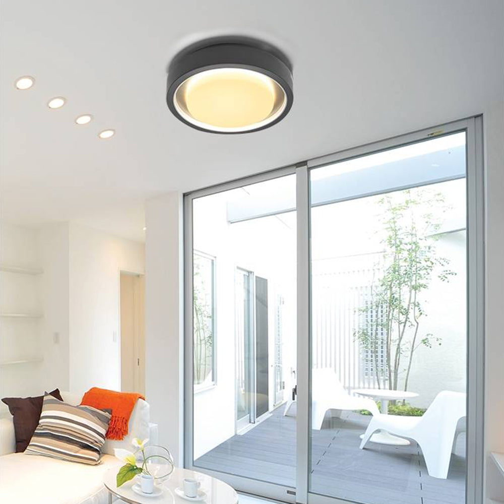 Ray Applique Extérieure/Plafonnier Rond Moderne, Métal, Noir, Cour/Jardin - Neutralighting