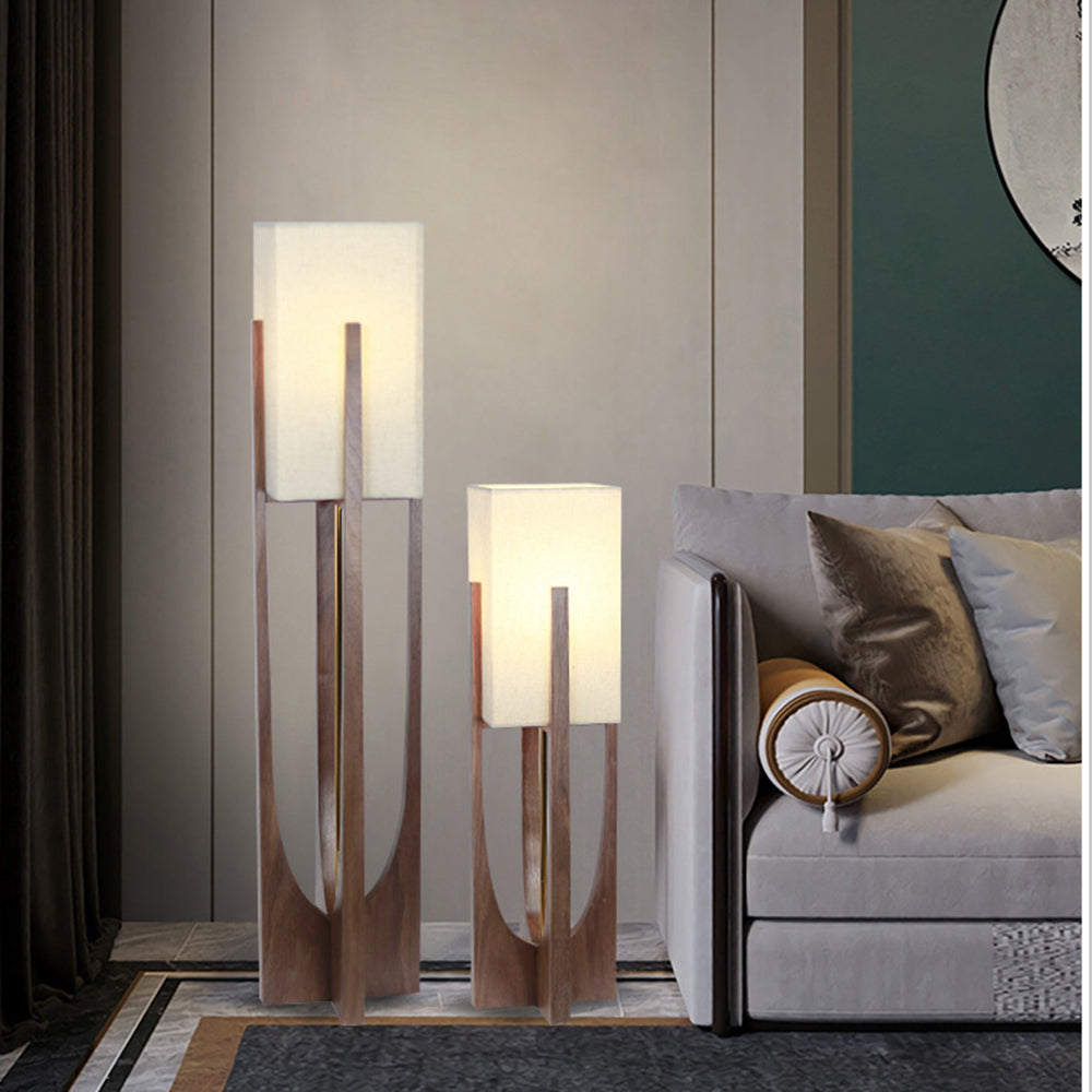 Muto Lampadaire Rectangulaire Naturel, Tissu, Bois, Salon/Bureau - Neutralighting
