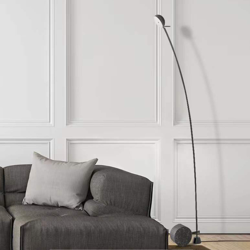Mira Lampadaire Courbe Moderne, Marbre/Métal, Noir, Salon - Neutralighting