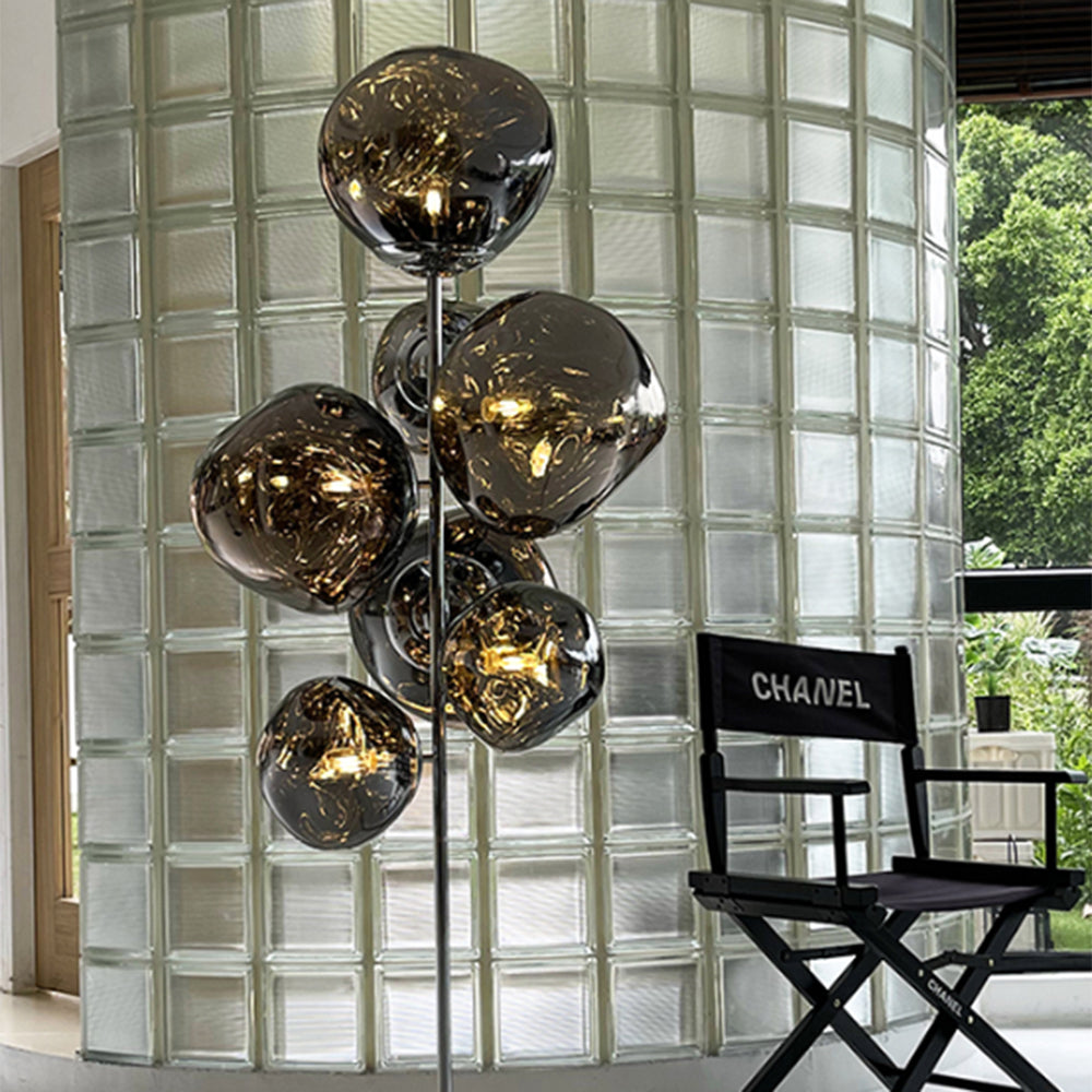Valentina Design Lampadaire Globe Moderne Métal/Acrylique Or/Rose Dorée/Chormé/Gris Fumé Salon - Neutralighting