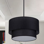 Ritta Moderne LED Suspension Blanc Noir Métal Tissu Salon Chambre à coucher - Neutralighting
