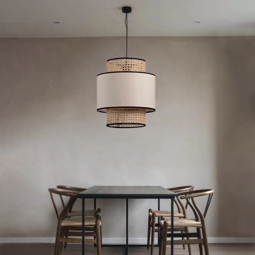 Ritta Suspension Cylindre Retro, Tissu, Beige, Salon - Neutralighting