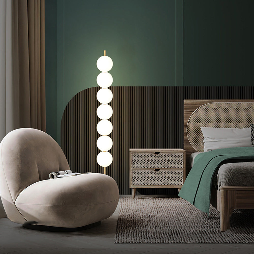 Valentina Design Lampadaire Globe Moderne Métal Laiton/Blanc Salon - Neutralighting