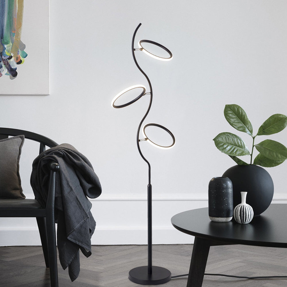 Arisha Design Lampadaire Rond Moderne Métal/Acrylique Noir/Blanc Salon/Chambre - Neutralighting
