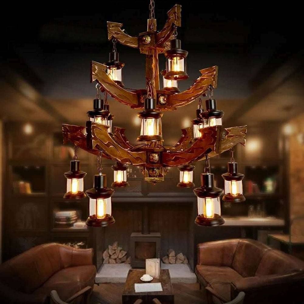 Epoch Lustre Vintage, Metal/Bois, Marron, Salon - Neutralighting