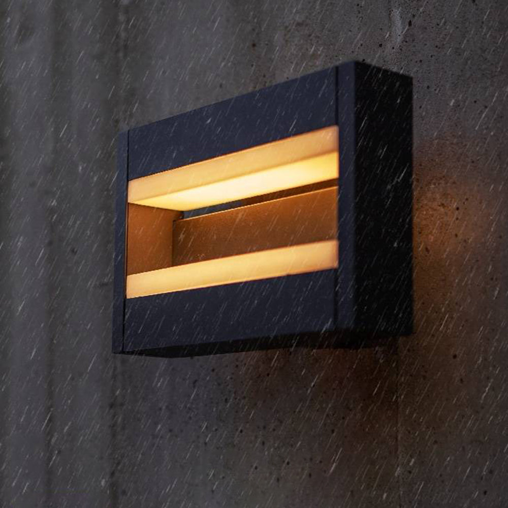 Ray Applique Murale d'Extérieur Rectangulaire, Métal, Noir, Allée/Cour - Neutralighting
