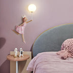 Aria Applique Murale Moderne en Forme de Ballon et de Fille, PV, Rose, Chambre à coucher - Neutralighting