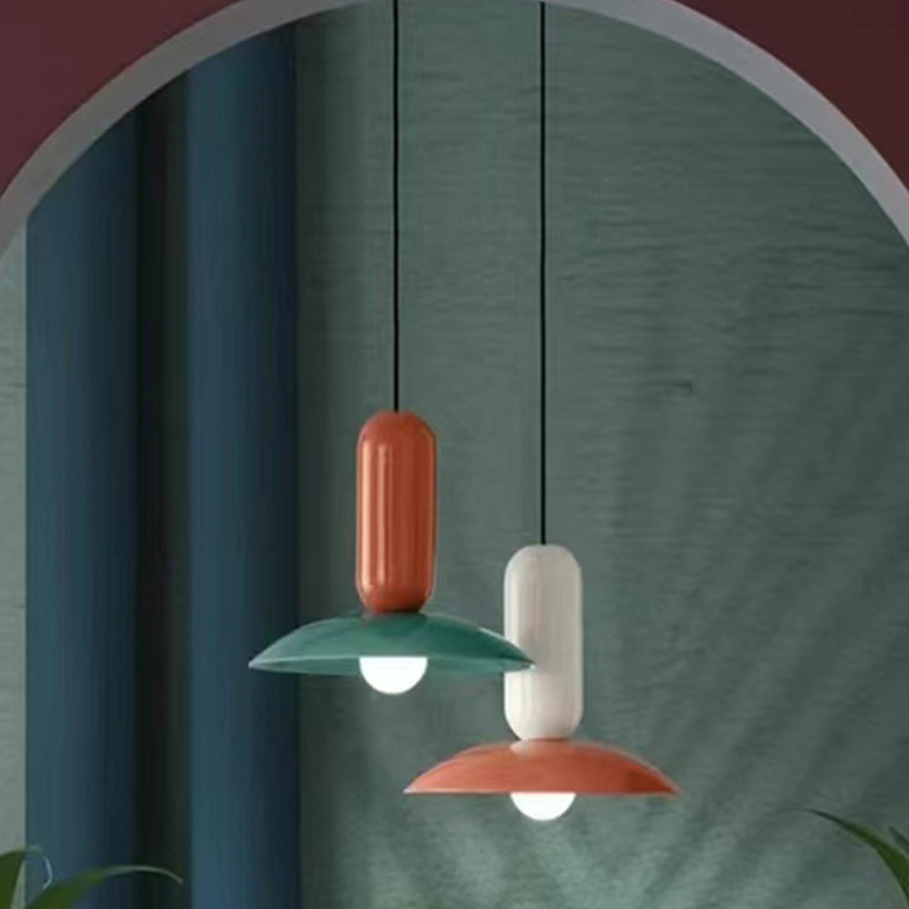 Ulmo Suspension Dôme Moderne. Metal. Vert/Blanc/Orange. Salon - Neutralighting