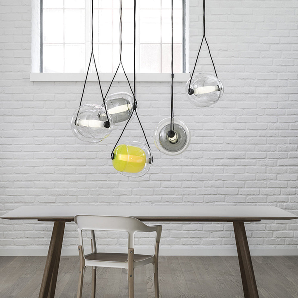 Valentina Design Luminaires Suspensions Bulle Moderne LED Verre Bleu/Jaune/Rose/Blanc Salon/Chambre à Coucher - Neutralighting
