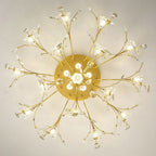 Arisha Design LED Plafonnier Fleur Art Deco Métal/Verre Doré Salon/Chambre à Coucher - Neutralighting
