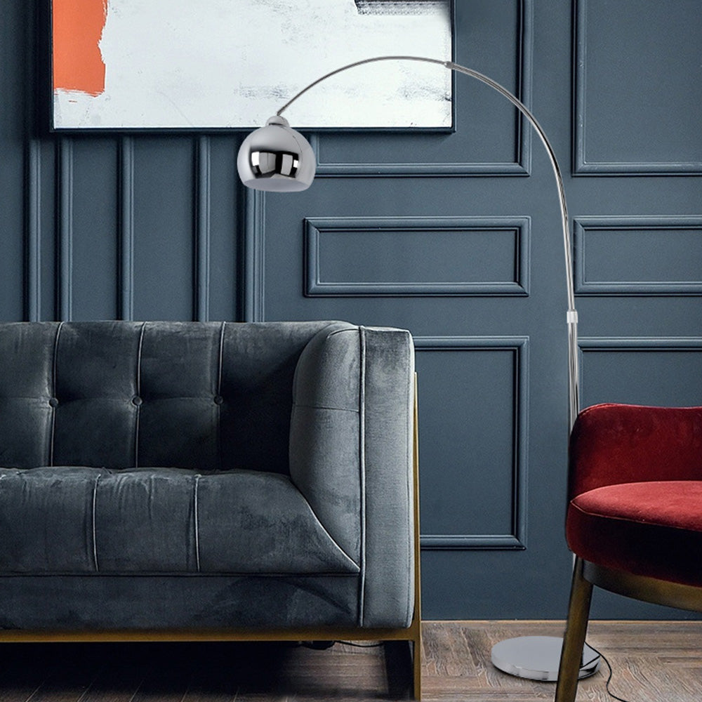 Mira Design Lampadaire Canne à Pêche Simple Argent Métal/Verre Chrome Salon Grande - Neutralighting