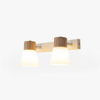 Muto Design Italien LED Applique Murale à Miroir Ronde Rustique Bois/Verre Blanc Salle de Bain - Neutralighting