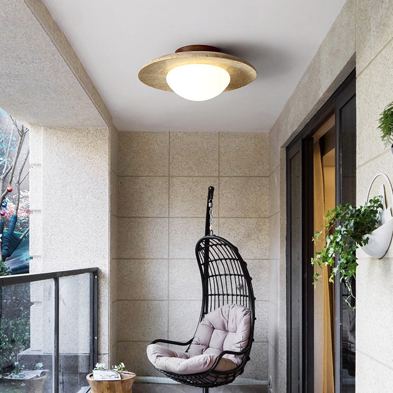 Arisha Rétro Pierre Bois Plafonnier Couloir - Neutralighting