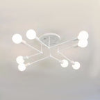 Valentina Plafonnier Linéaire Moderne, Métal/Verre, Blanc/Noir/Doré, Salon - Neutralighting