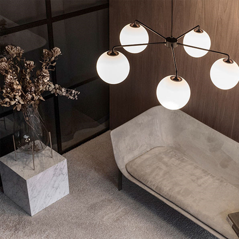 Valentina Minimaliste LED Bulle Verre Métal Lustre Salon - Neutralighting
