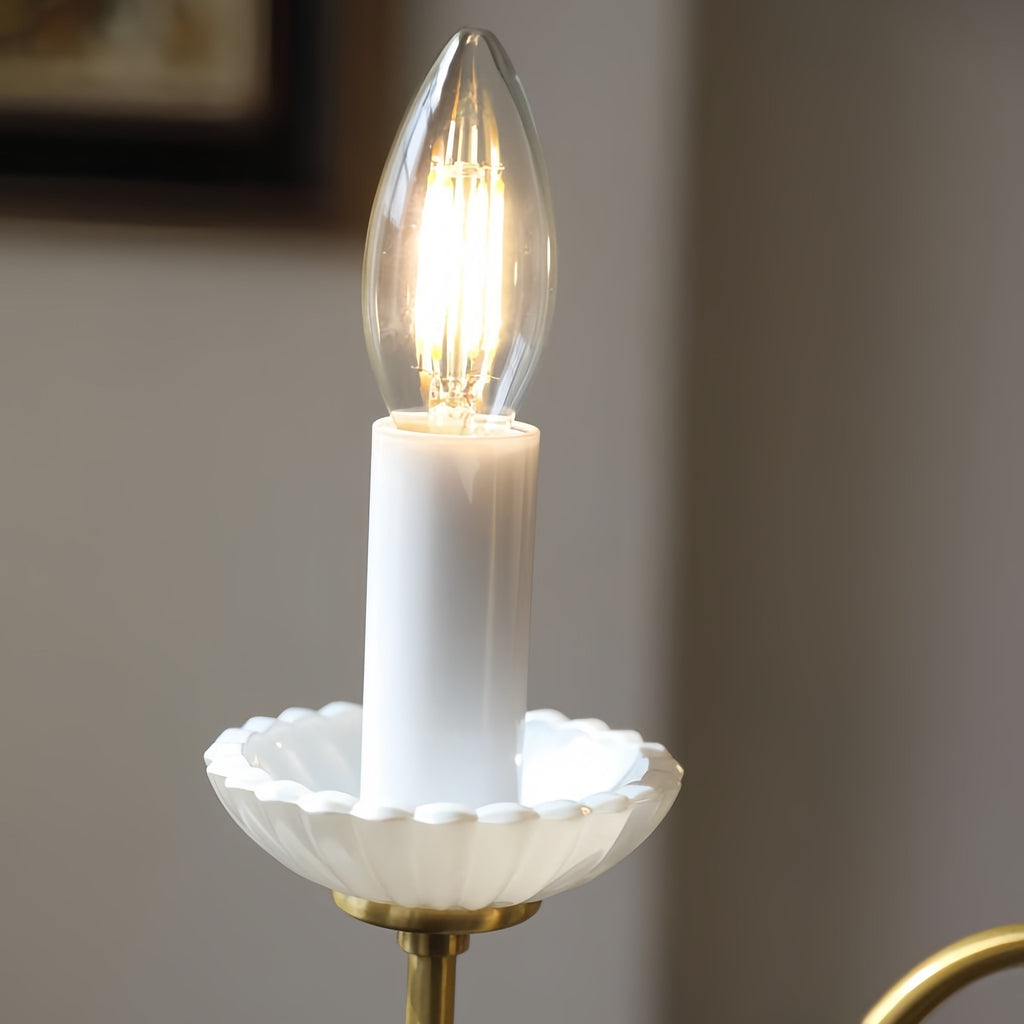 Silva Vintage LED Bougie Lustre Brasse à Céramique Salon - Neutralighting
