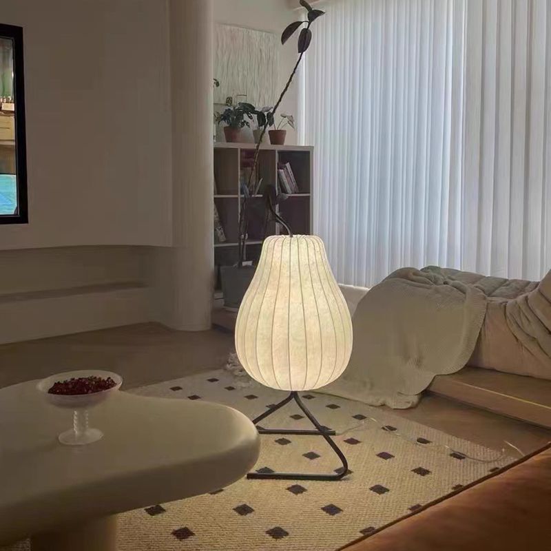 Ritta Lampadaire Poire Art Deco, Métal/Tissu, Beige, Salon - Neutralighting