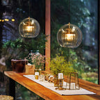 June Suspension Bulle Nordique Verre Transparent/Doré Salon/Chambre - Neutralighting