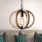 Silva Sphère Vintage LED Suspension Métal Bois Salon Salle à manger - Neutralighting